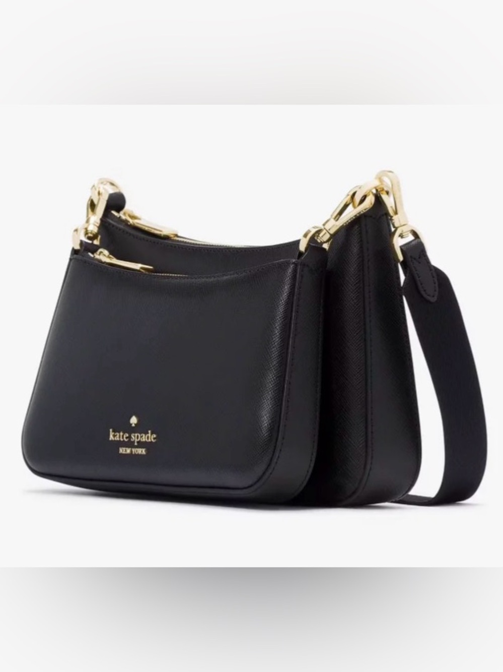 Kate Spade Duet Saffiano Leather Small Crossbody Bag with Gold zipper